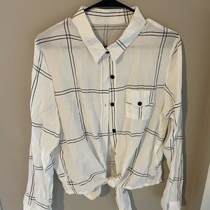 Mesh Checkered Long Sleeve Button Up